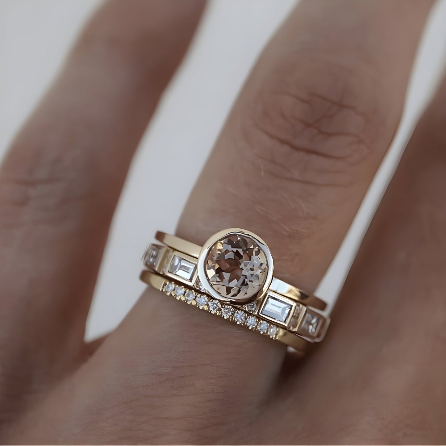 Krystalring i vintageguld