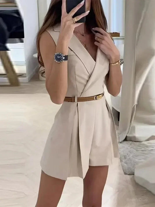 Elegant Ærmeløs Jumpsuit til Dame med Bælte
