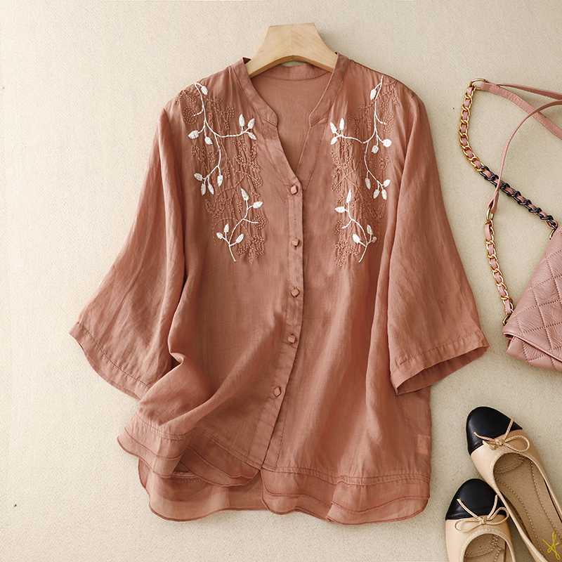 Laurienne™ | Broderet Bluse med Knapper