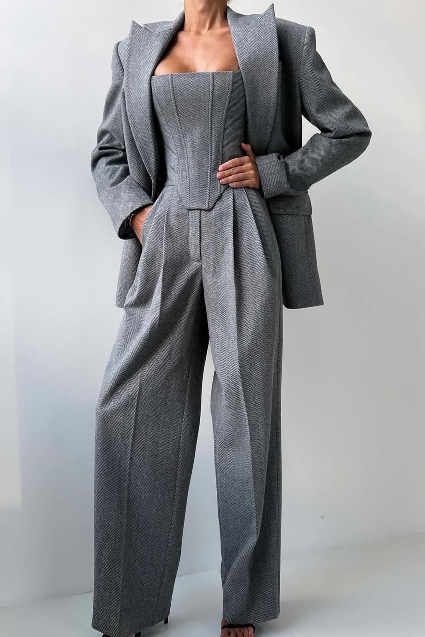 Dora™ - Tre-delt sæt med dobbeltradet blazer