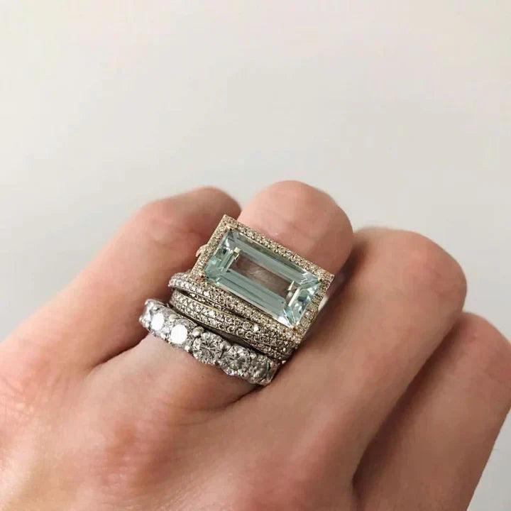 Vintage sølvringsæt med turkisglas