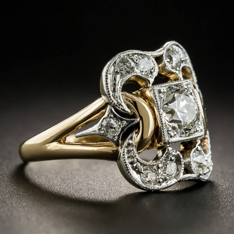 Vintage guld ring med zirkonia