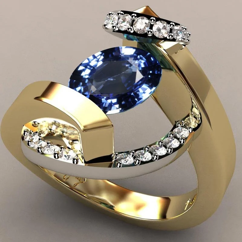 Vintage-ring med blå zirkon