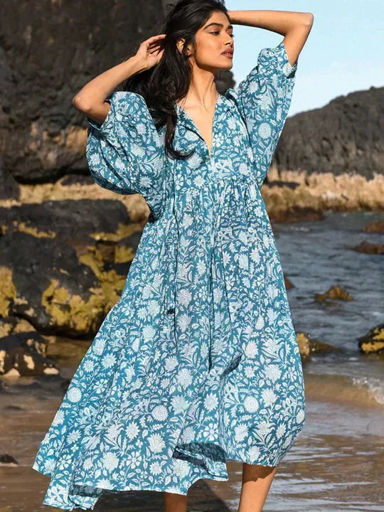 Blomster Boho Sommerkjole til Kvinder - Perfekt til Begivenheder og Udendørs Sammenkomster