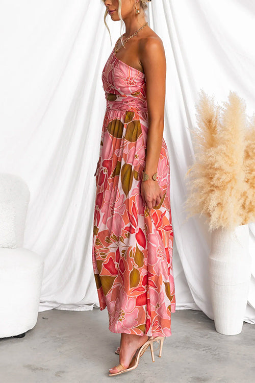 Blomsterprint Maxi Kjole med Høj Talje til Elegant Sommerlook