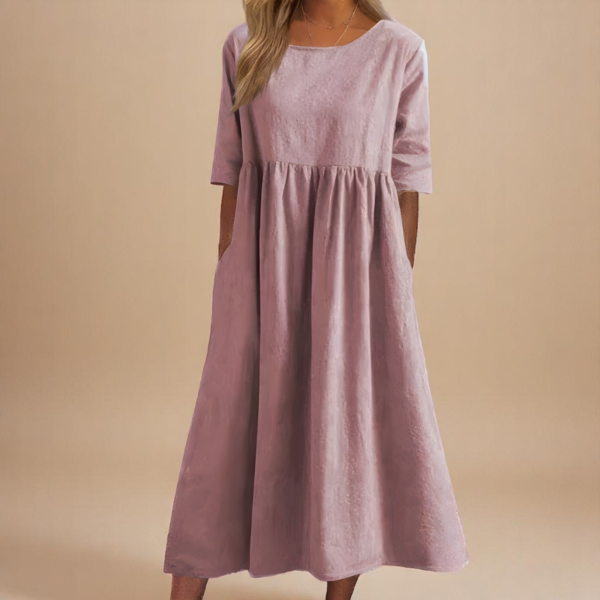 Mina™ | Sommerkjole med Rund Hals & Talje Detalje