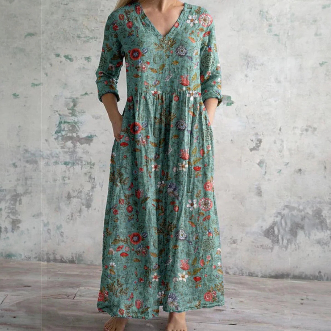 Aslina™ - Elegant Sommerkjole i Høj Kvalitet med Blomsterprint
