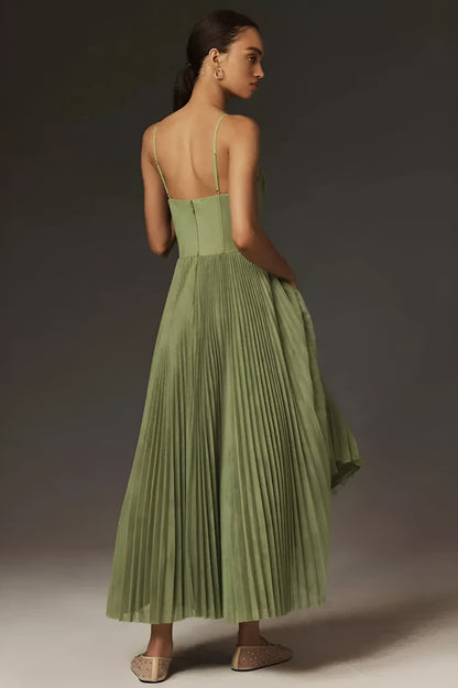 Sofie – Plisseret Tule Midi-Kjole med Bustier