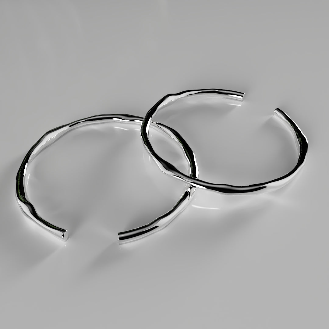 Tykt og uregelmæssigt justerbart armbånd i 925 sterling sølv