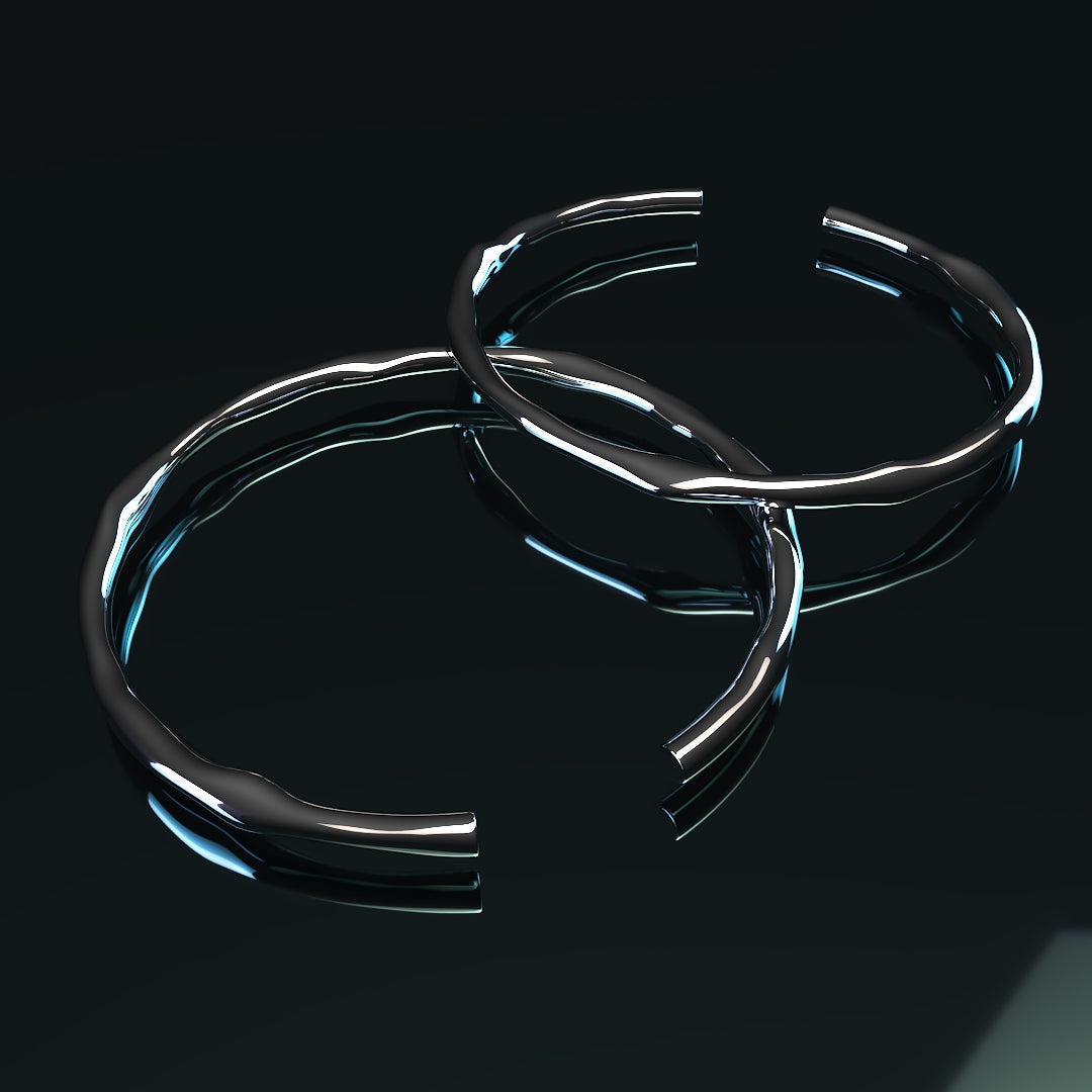 Tykt og uregelmæssigt justerbart armbånd i 925 sterling sølv