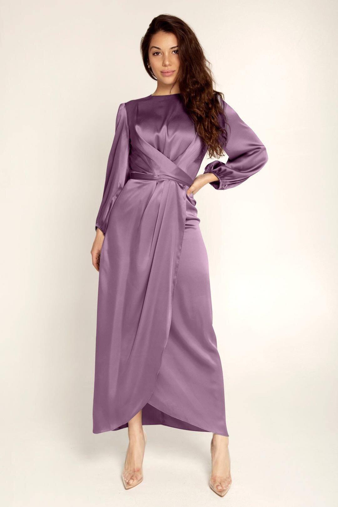 Elegant Lang Satin Kjole til Alle Anledninger