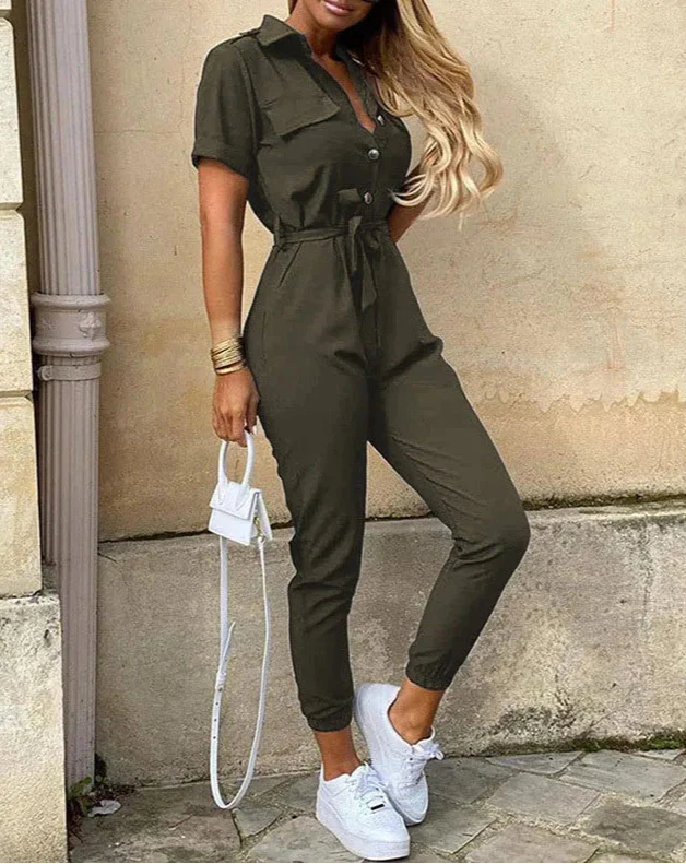 Chic cargo jumpsuit til kvinder – Stilfuldt og praktisk outfit til enhver lejlighed