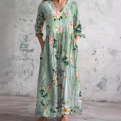 Aslina™ - Elegant Sommerkjole i Høj Kvalitet med Blomsterprint