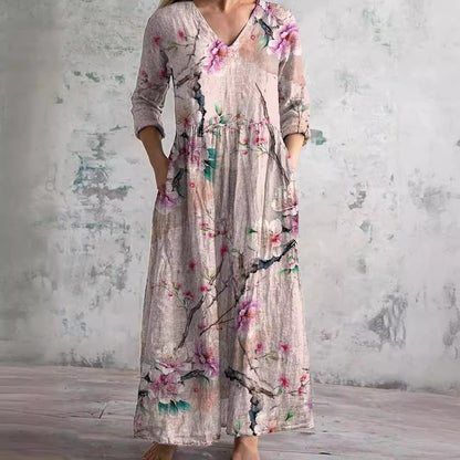 Aslina™ - Elegant Sommerkjole i Høj Kvalitet med Blomsterprint