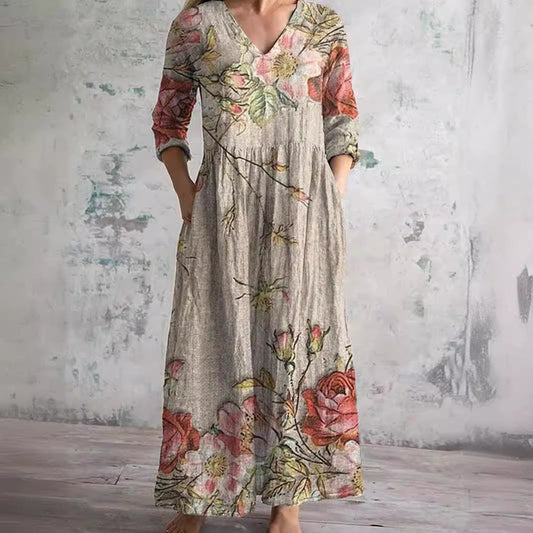 Aslina™ - Elegant Sommerkjole i Høj Kvalitet med Blomsterprint