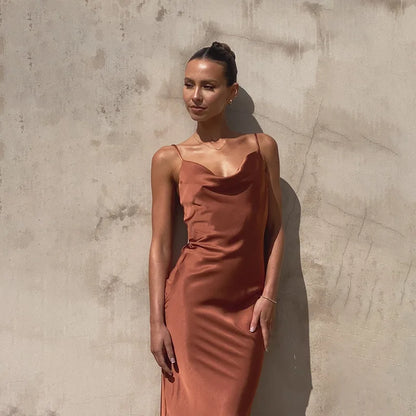 Daira™ | Lang satin kjole