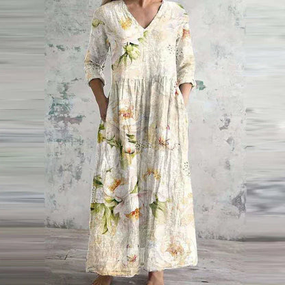 Aslina™ - Elegant Sommerkjole i Høj Kvalitet med Blomsterprint
