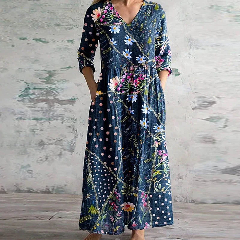 Aslina™ - Elegant Sommerkjole i Høj Kvalitet med Blomsterprint