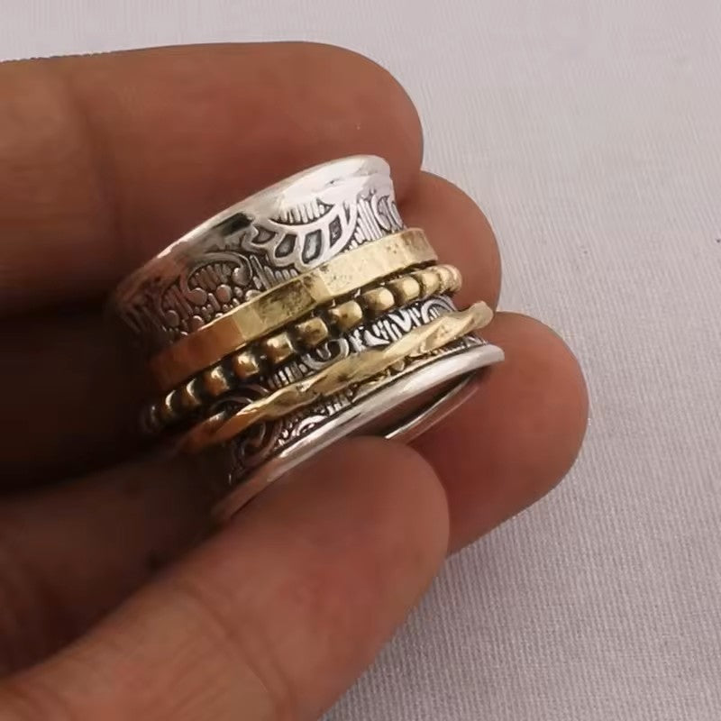 Vintage guld- og sølvring i antik stil