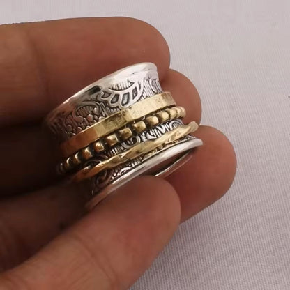 Vintage guld- og sølvring i antik stil