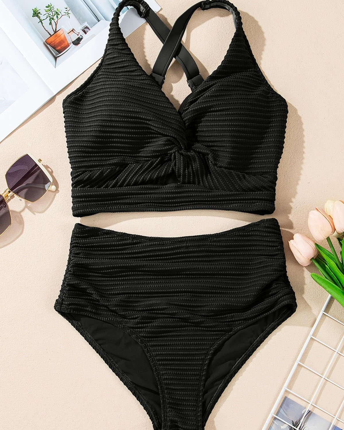 Ribbet Twist Bikini Sæt
