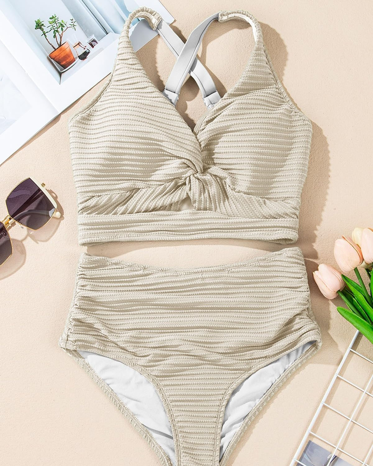 Ribbet Twist Bikini Sæt