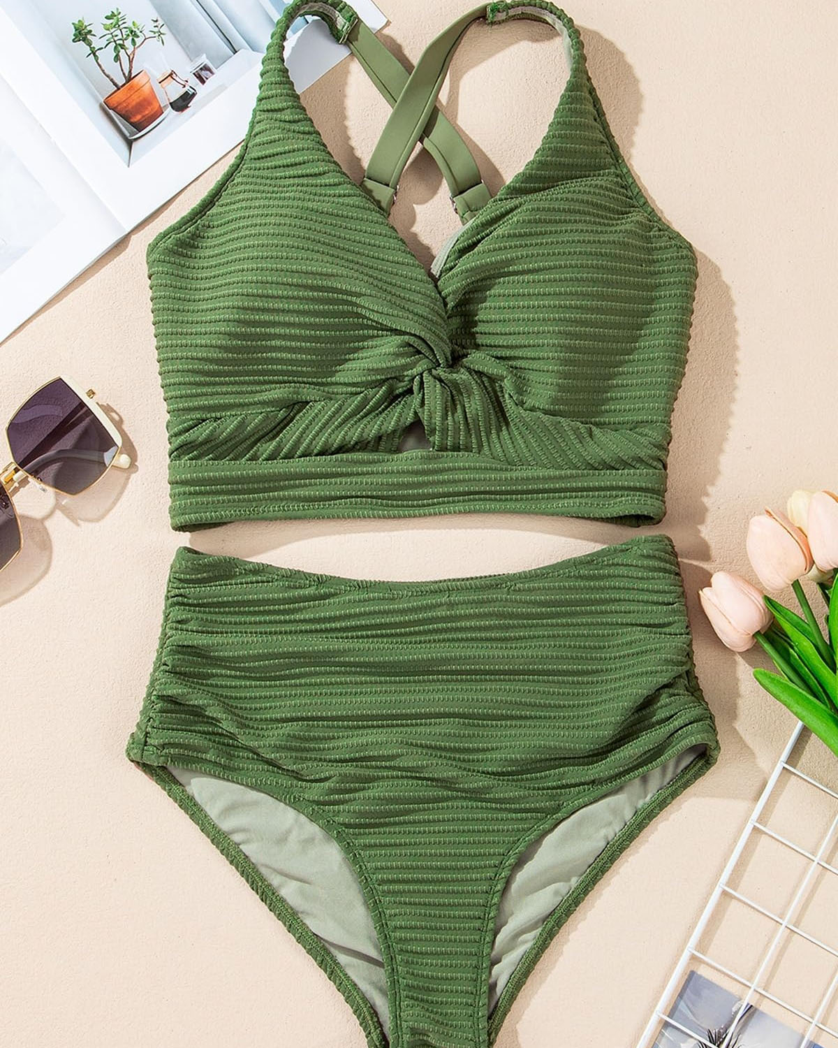 Ribbet Twist Bikini Sæt