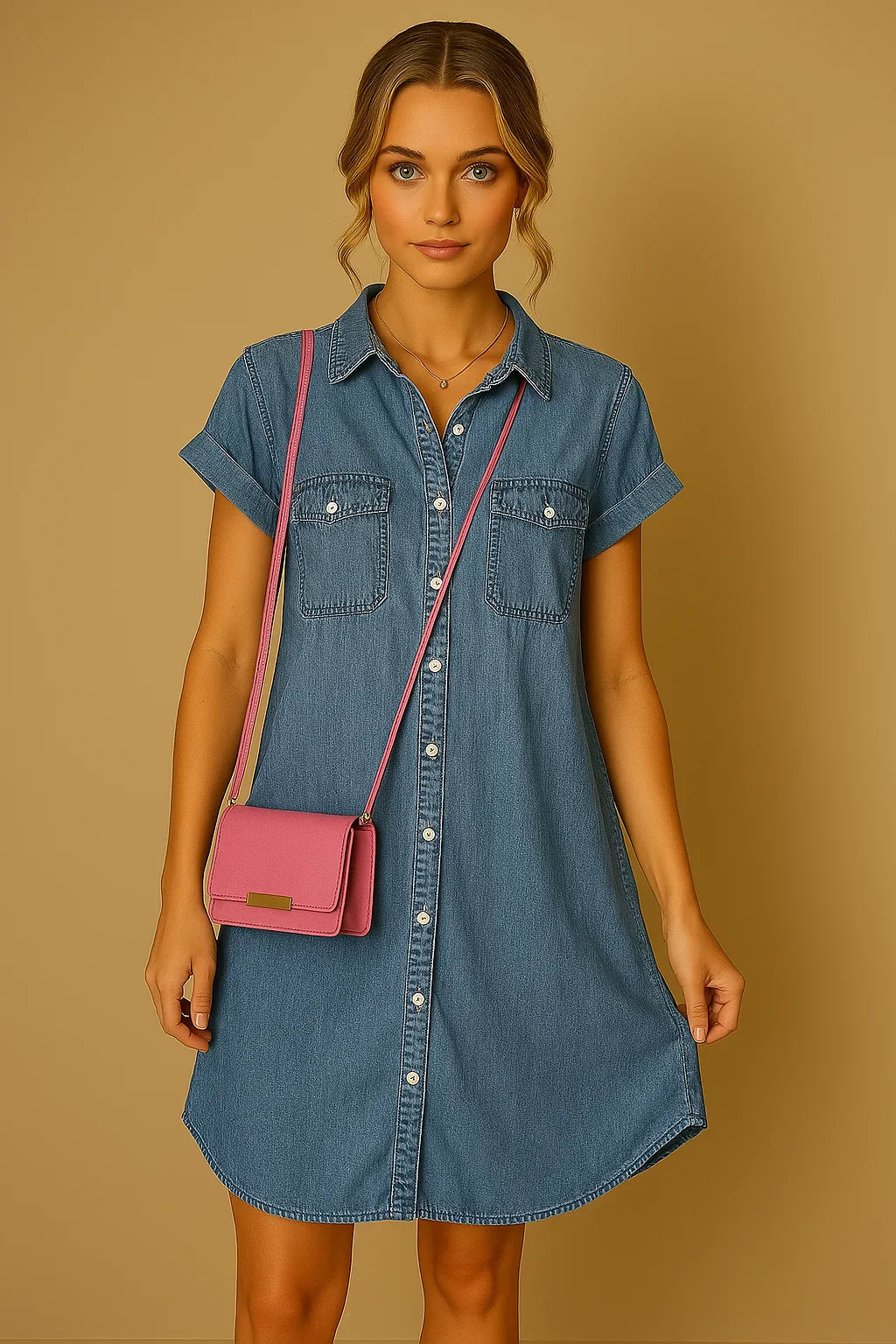 Martina | Kortærmet denimkjole