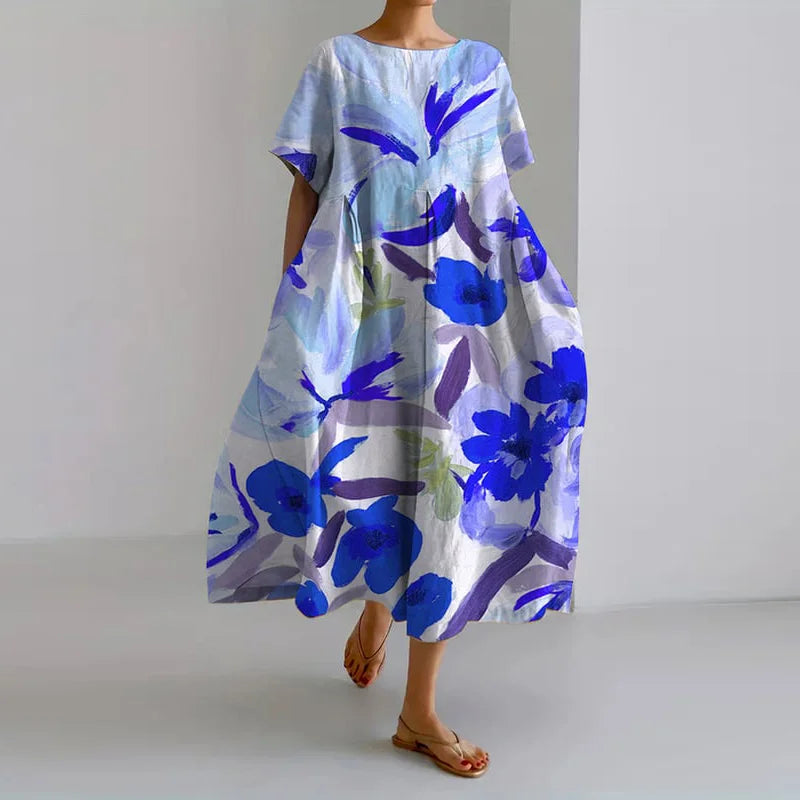 VALENTINA | Sommerkjole med Blomsterdesign og Frihed til Bevægelse