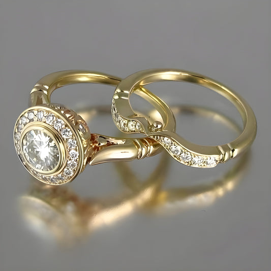 Vintage ringpakke i guld & zirkonia
