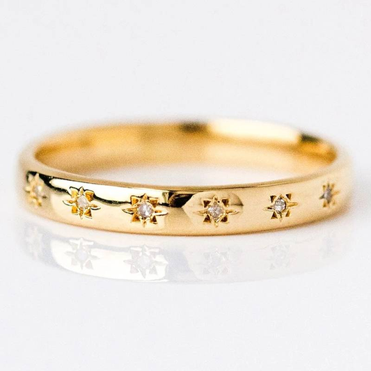 Vintage guldring med zirkonia