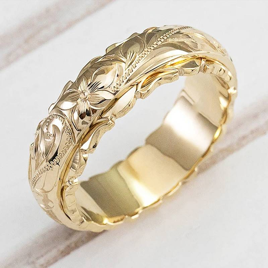 Vintage guldring med blomst