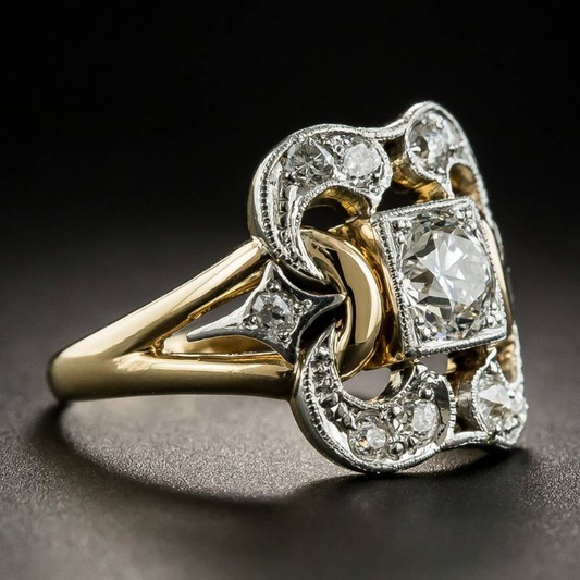 Vintage guld ring med zirkonia