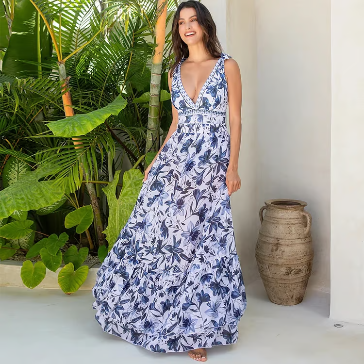 Blue Bloom Set – Badedragt & Skørt