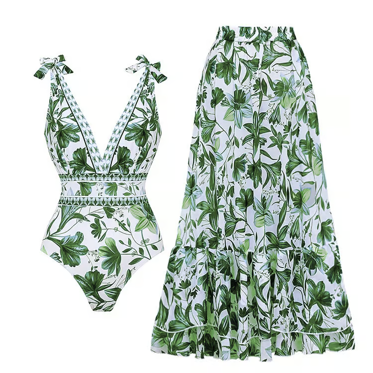 Blue Bloom Set – Badedragt & Skørt