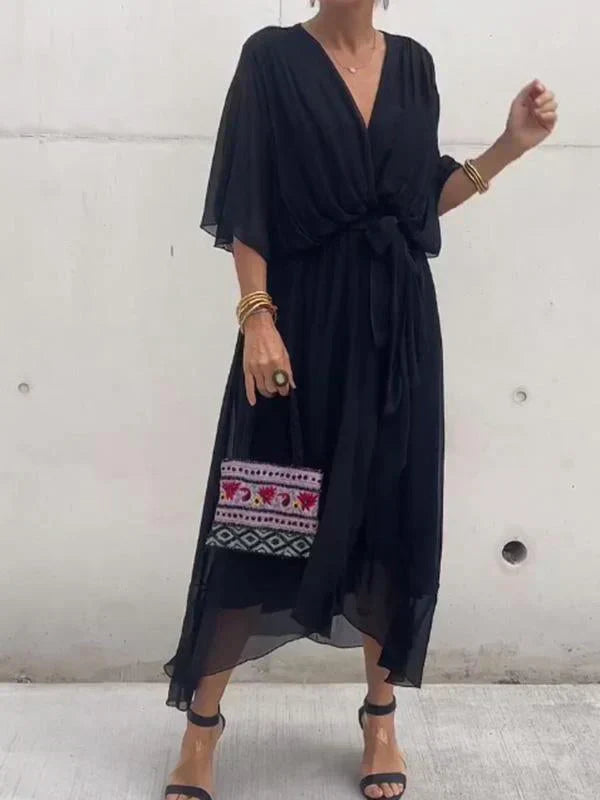 Esperance | Kjole i chiffon med V-hals