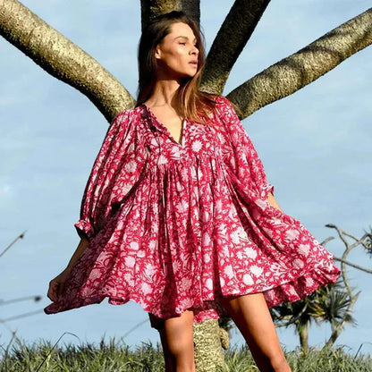 Blomster Boho Sommerkjole til Kvinder - Perfekt til Begivenheder og Udendørs Sammenkomster