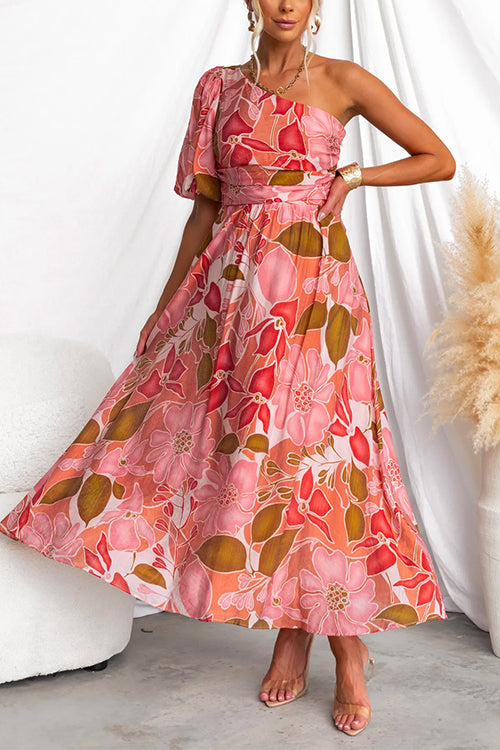 Blomsterprint Maxi Kjole med Høj Talje til Elegant Sommerlook