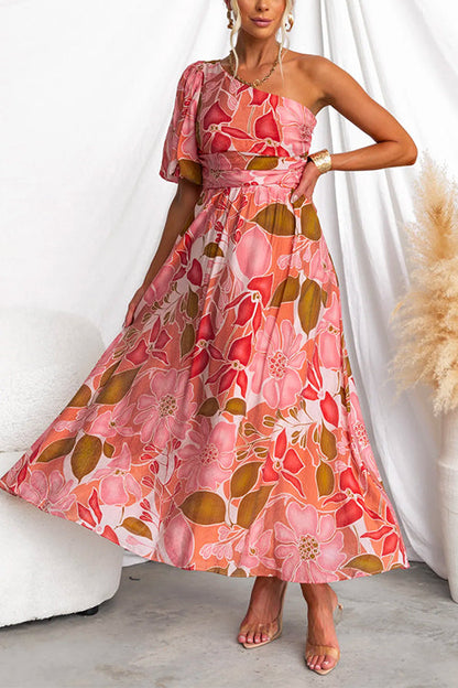 Blomsterprint Maxi Kjole med Høj Talje til Elegant Sommerlook