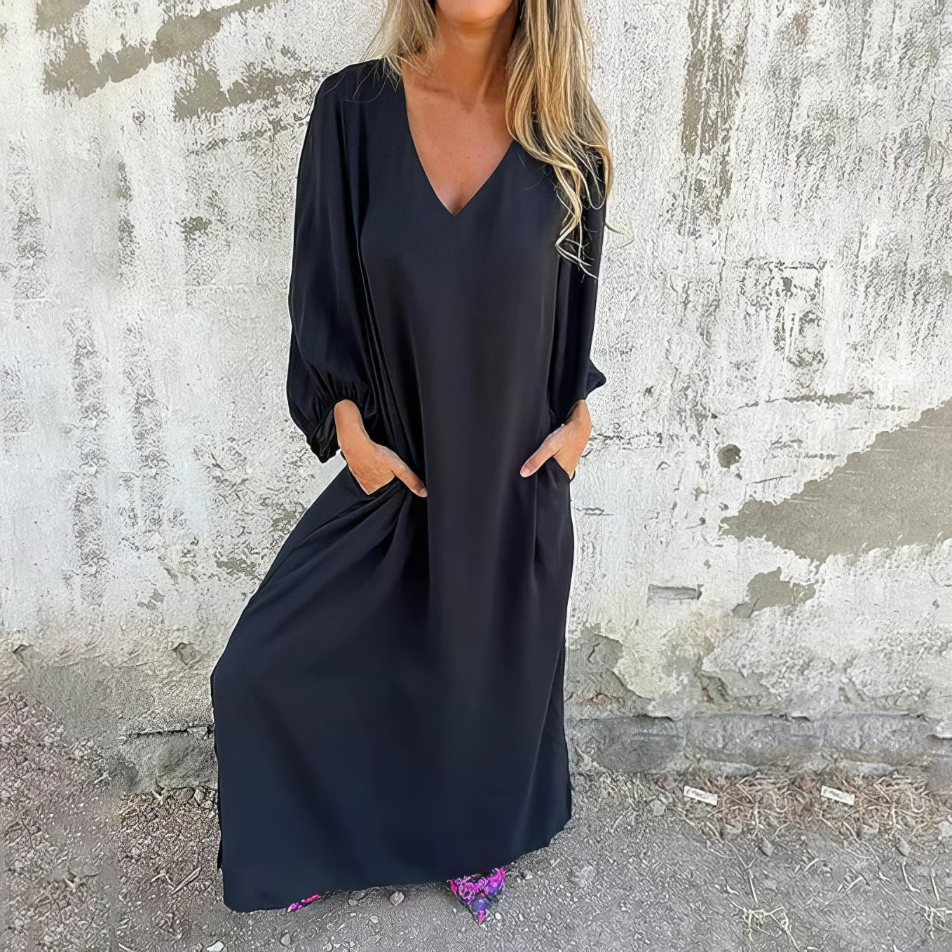 Perle | Boho Lang Kjole med Lommer